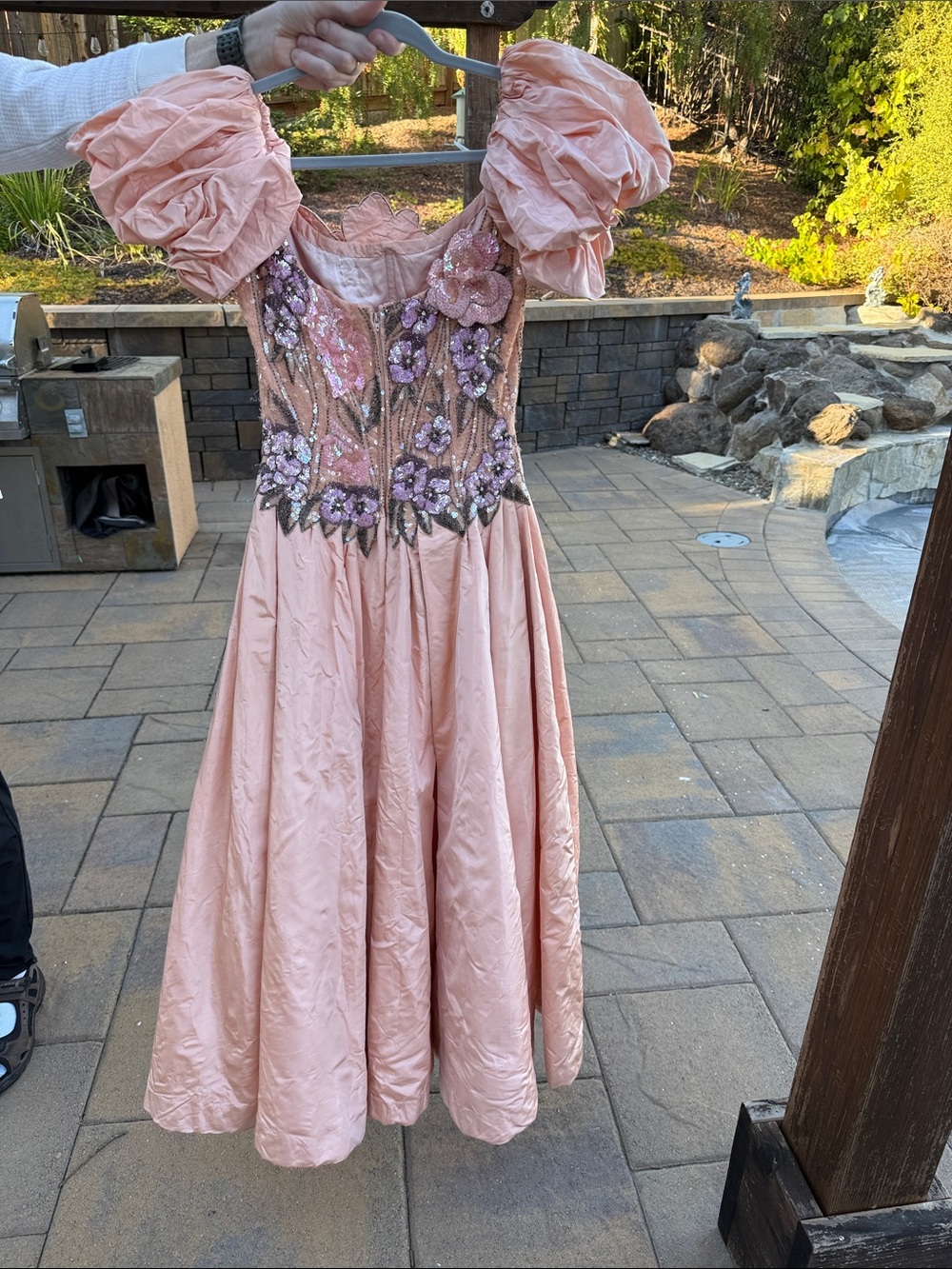 Vintage Bob Mackie I. Magnin Silk Sequined Prom Gown Peach Pink Size 2 - Picture 3 of 12